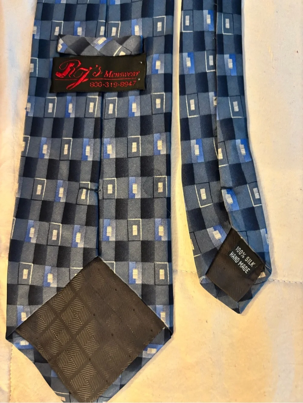 Classic Blue Geometric Silk Tie